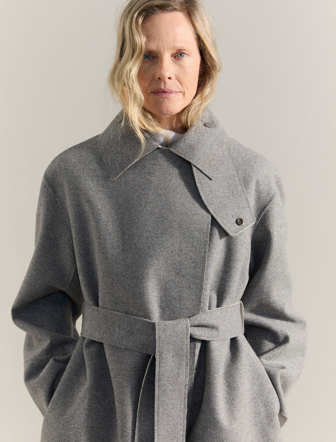 REVERSIBLE COAT in Melange Grey, image 2