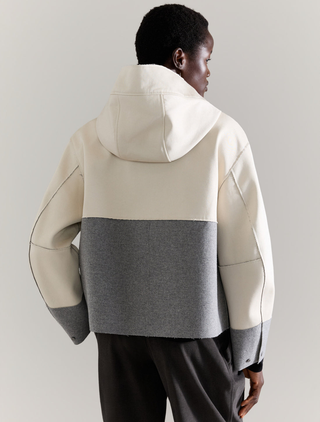 COLOUR-BLOCKED JACKET in MELANGE GREY, image 4