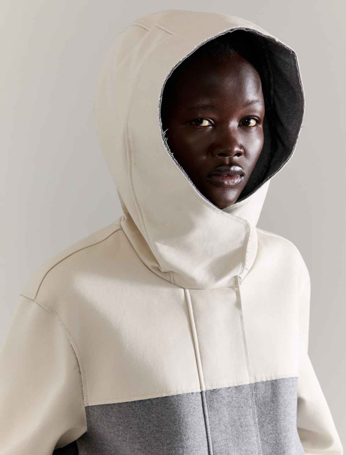 COLOUR-BLOCKED JACKET in MELANGE GREY, image 3