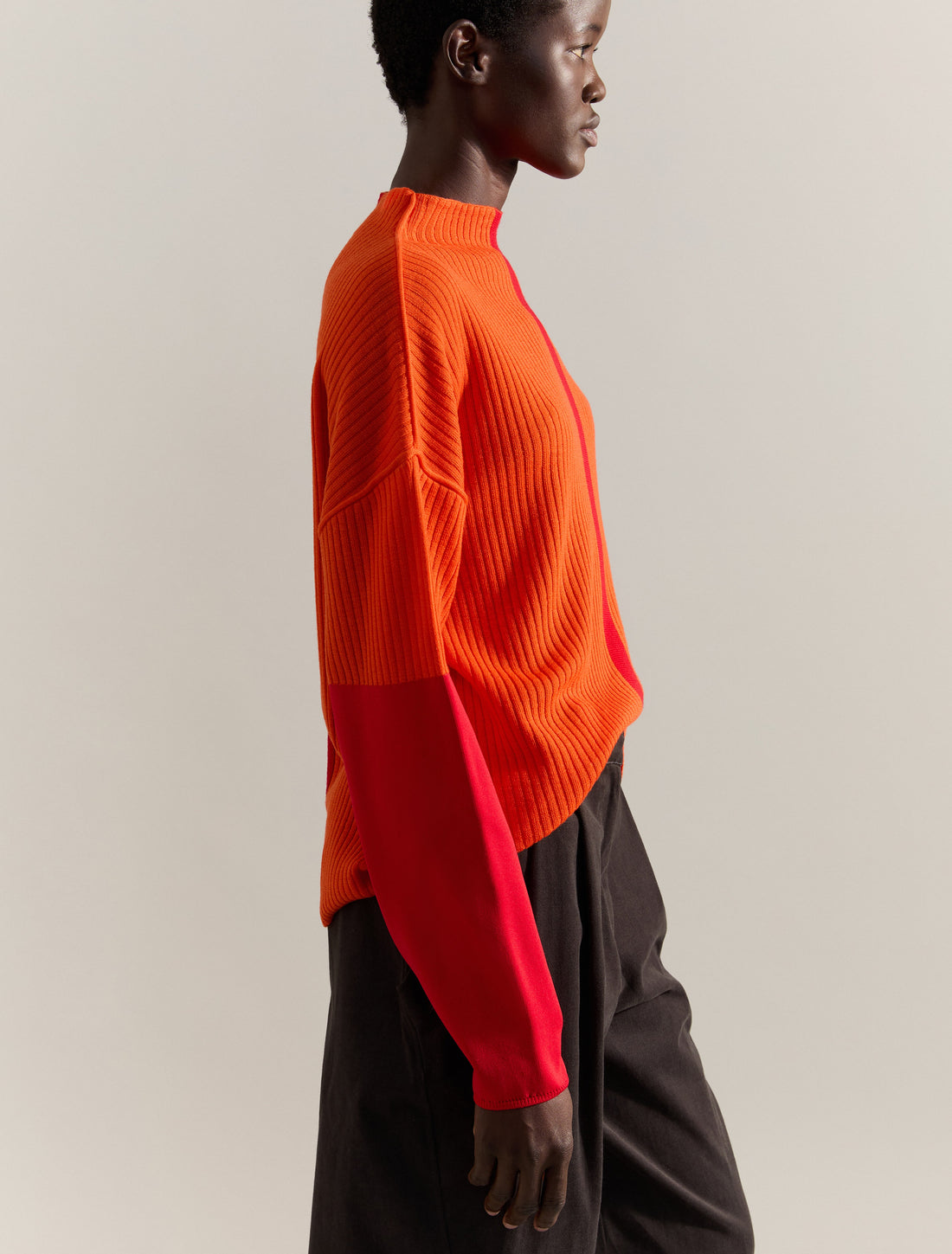 RIBBED KNIT SWEATER in ORANGE, image 3