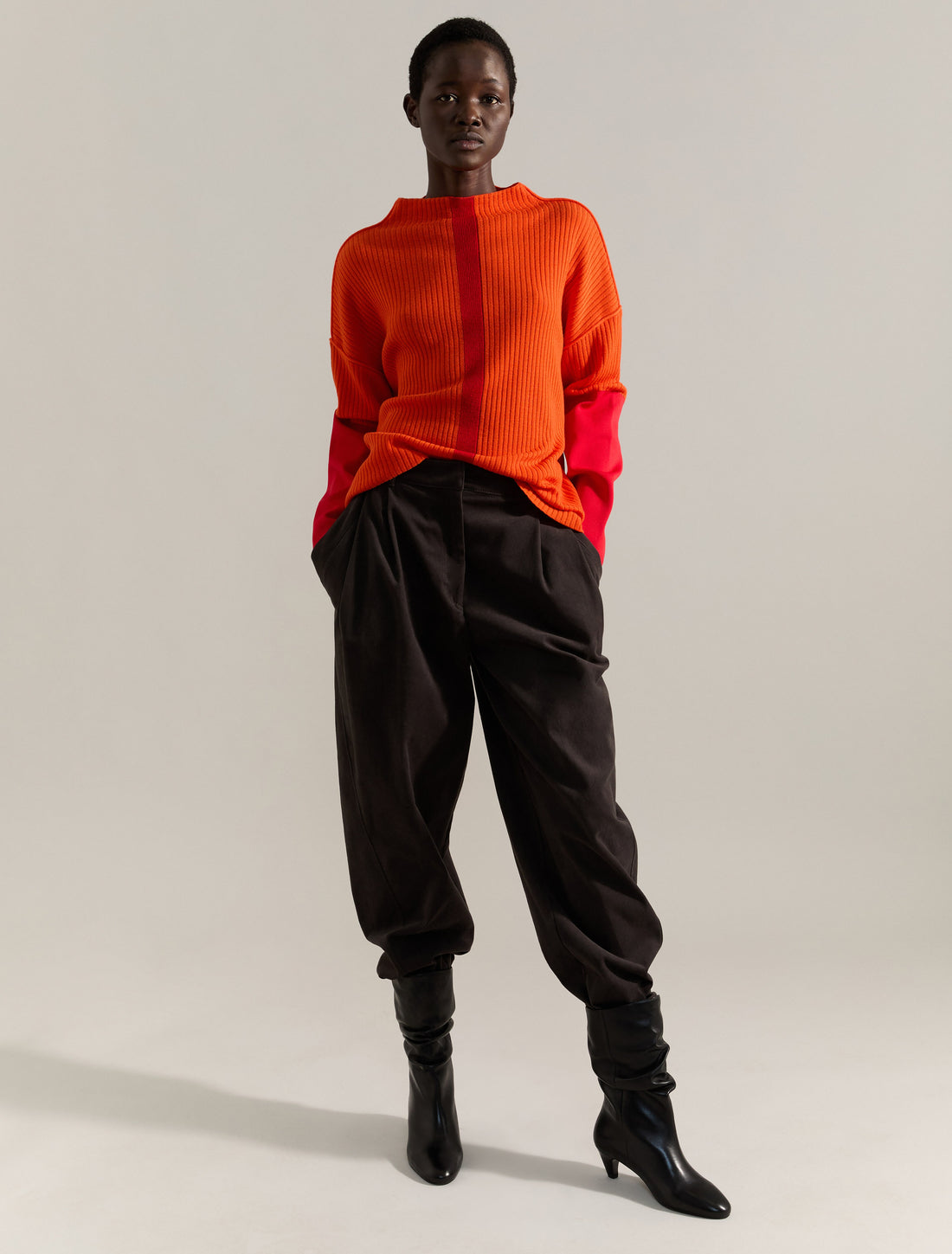 RIBBED KNIT SWEATER in ORANGE, image 2