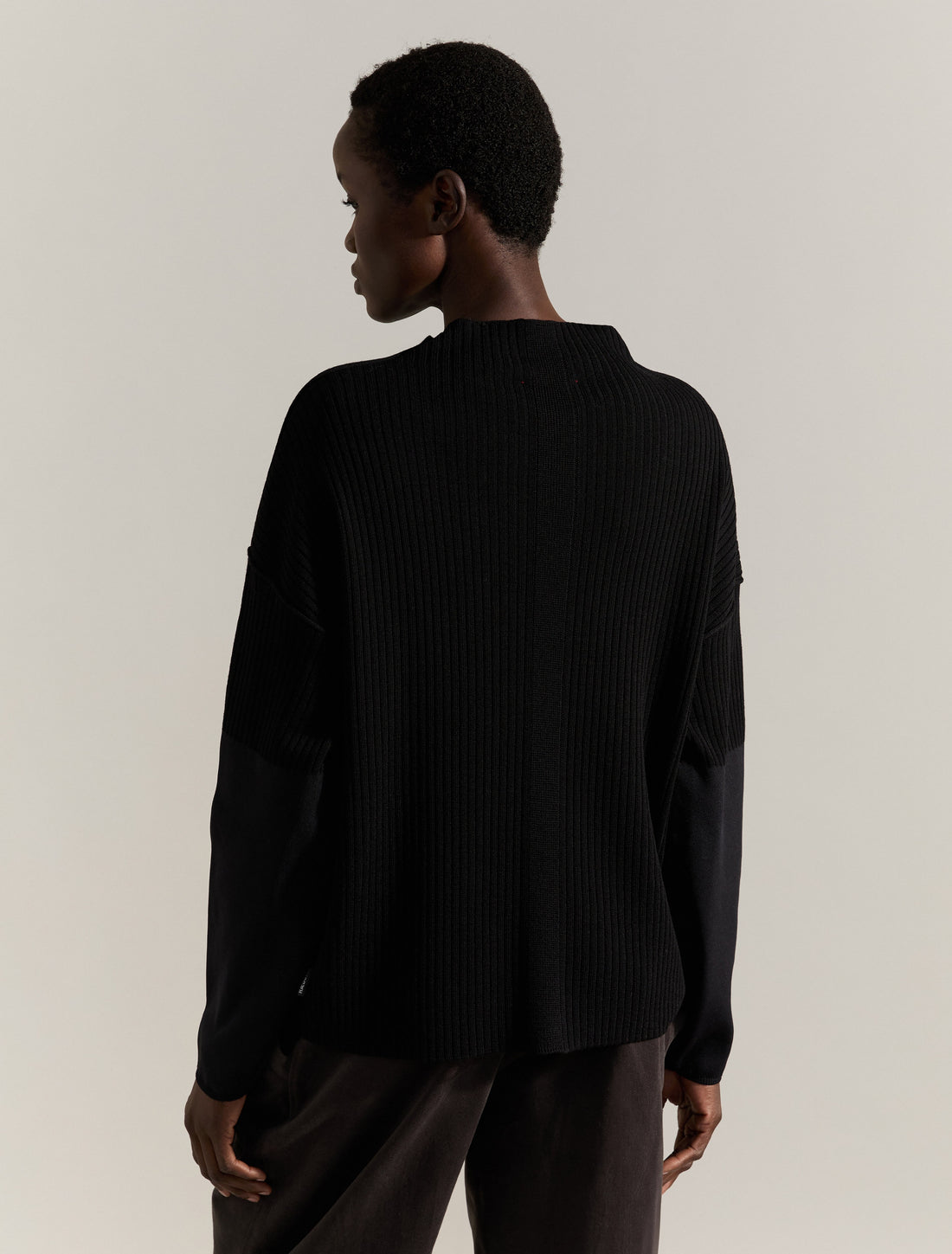 RIBBED KNIT SWEATER in BLACK, image 5
