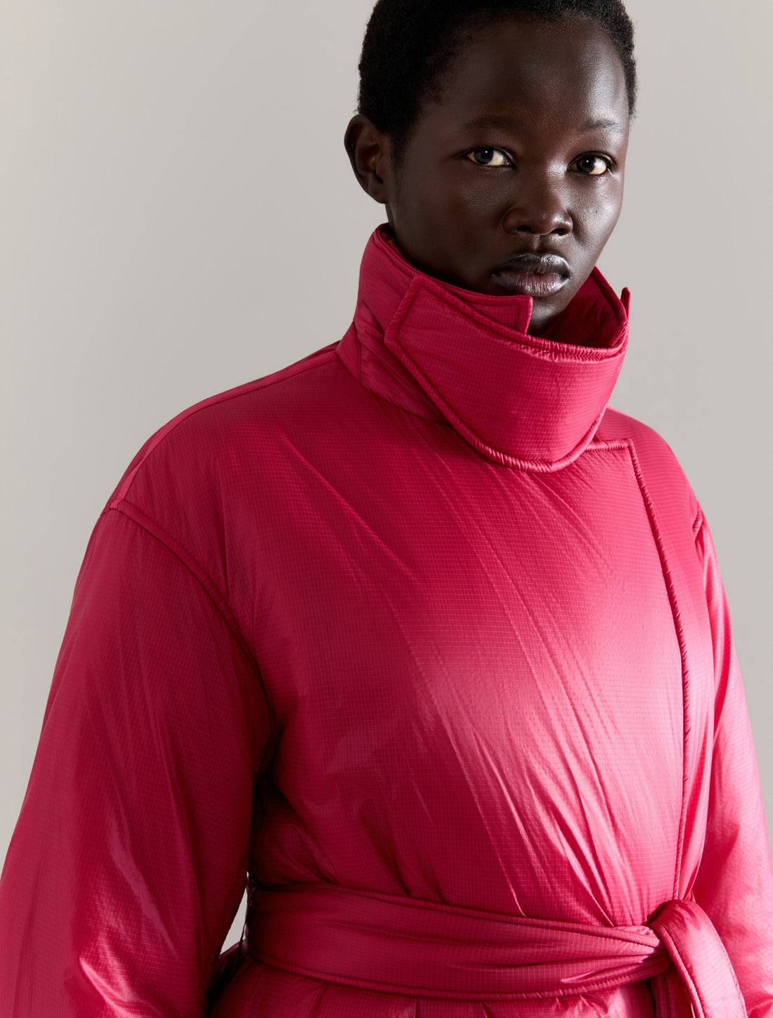 PADDED COAT in CHERRY, image 2