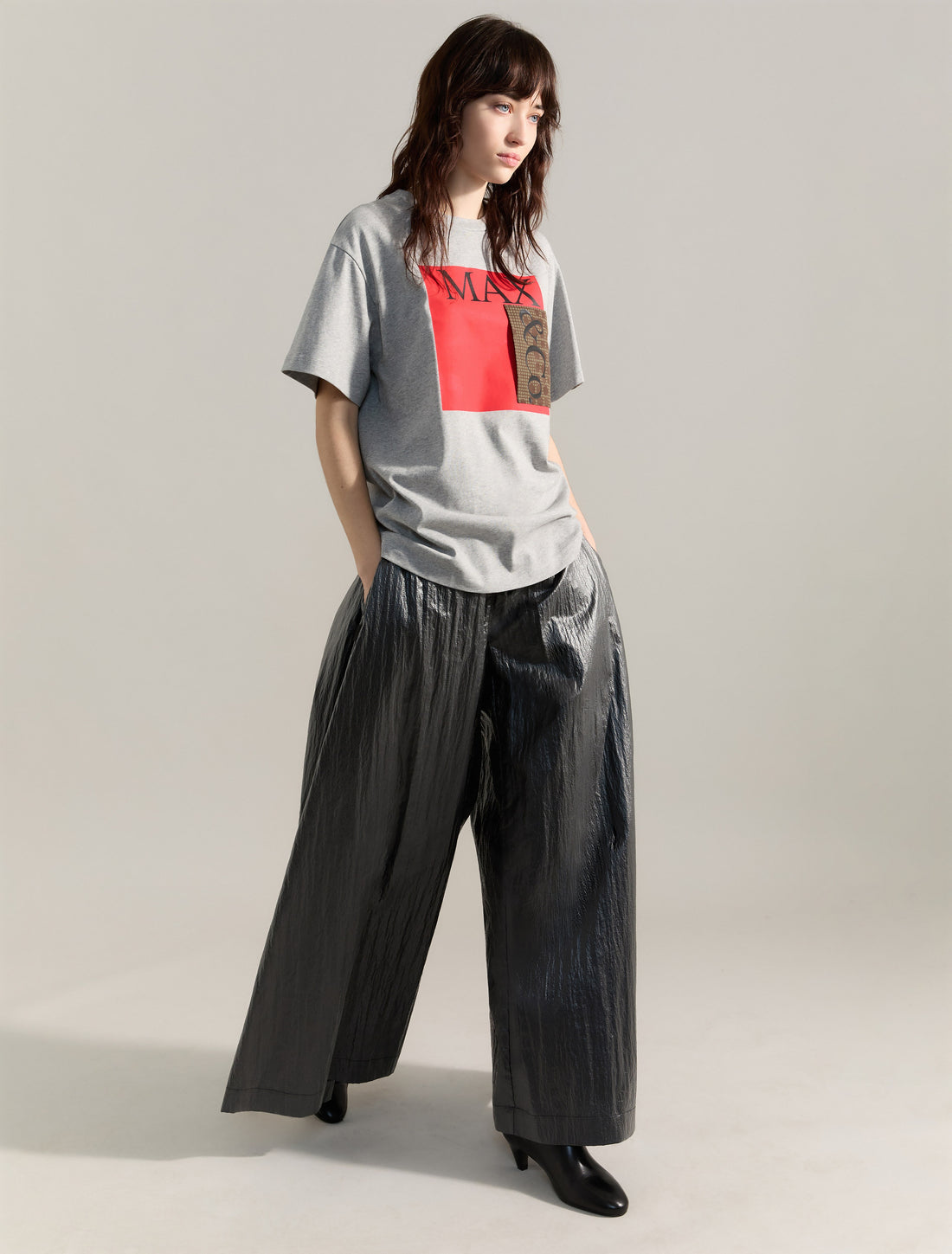 T-SHIRT in MELANGE GREY, image 2