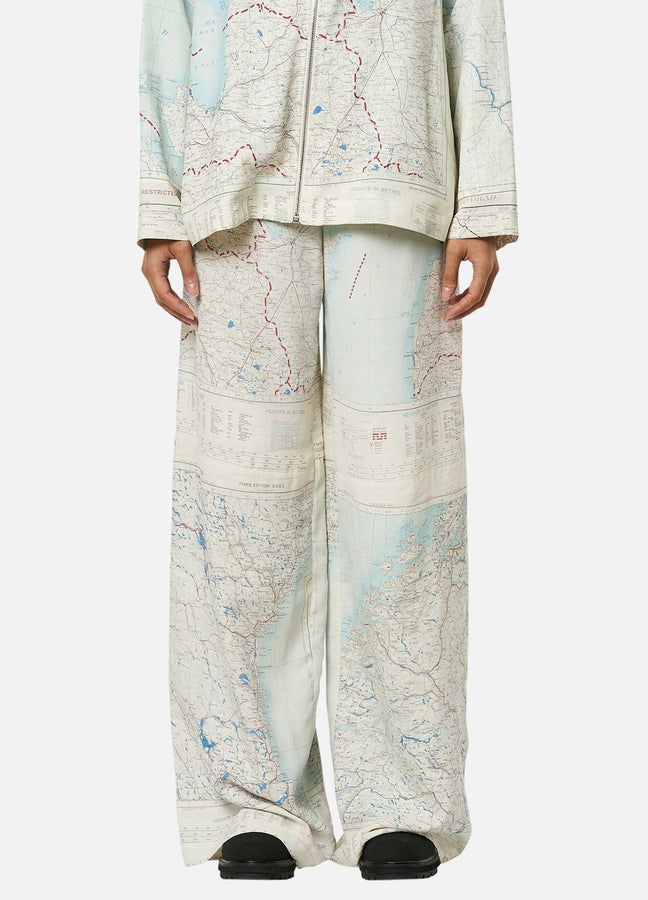 1950s SILK MAP TROUSERS AERONAUTICAL MAPS RÆBURN