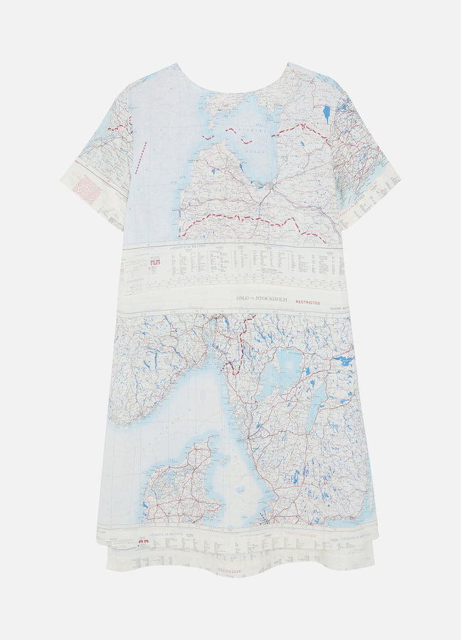 1950's SILK MAP DRESS WHITE RÆBURN
