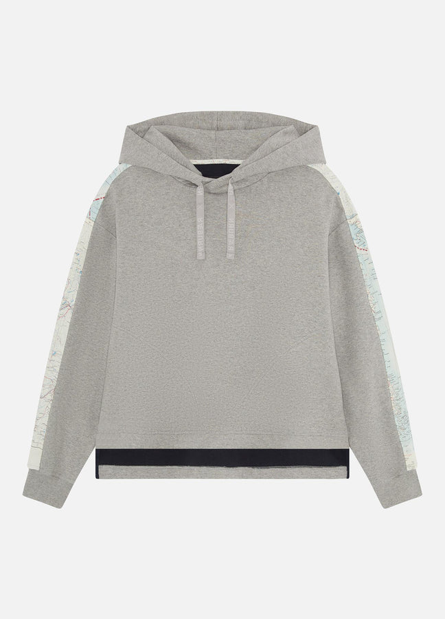 1950S SILK MAP HOODED SWEAT GREY RÆBURN